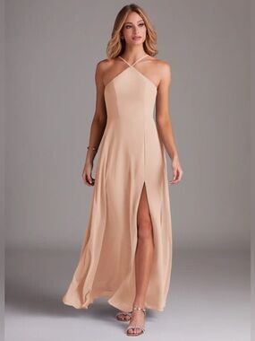 Azazie Bailey Halter Dress in English Rose